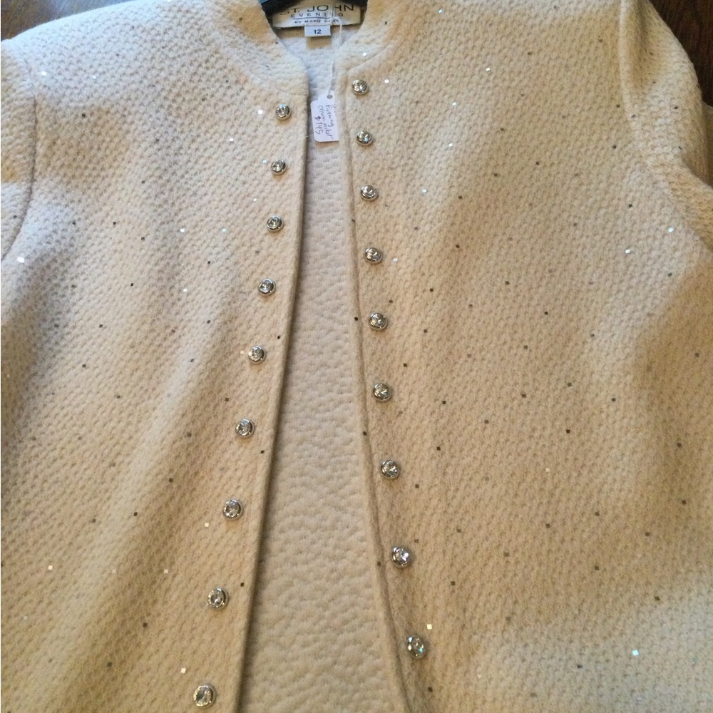 Vintage St. John Sport by Marie Gray Ivory Embellished Blazer - Picture 5 of 10